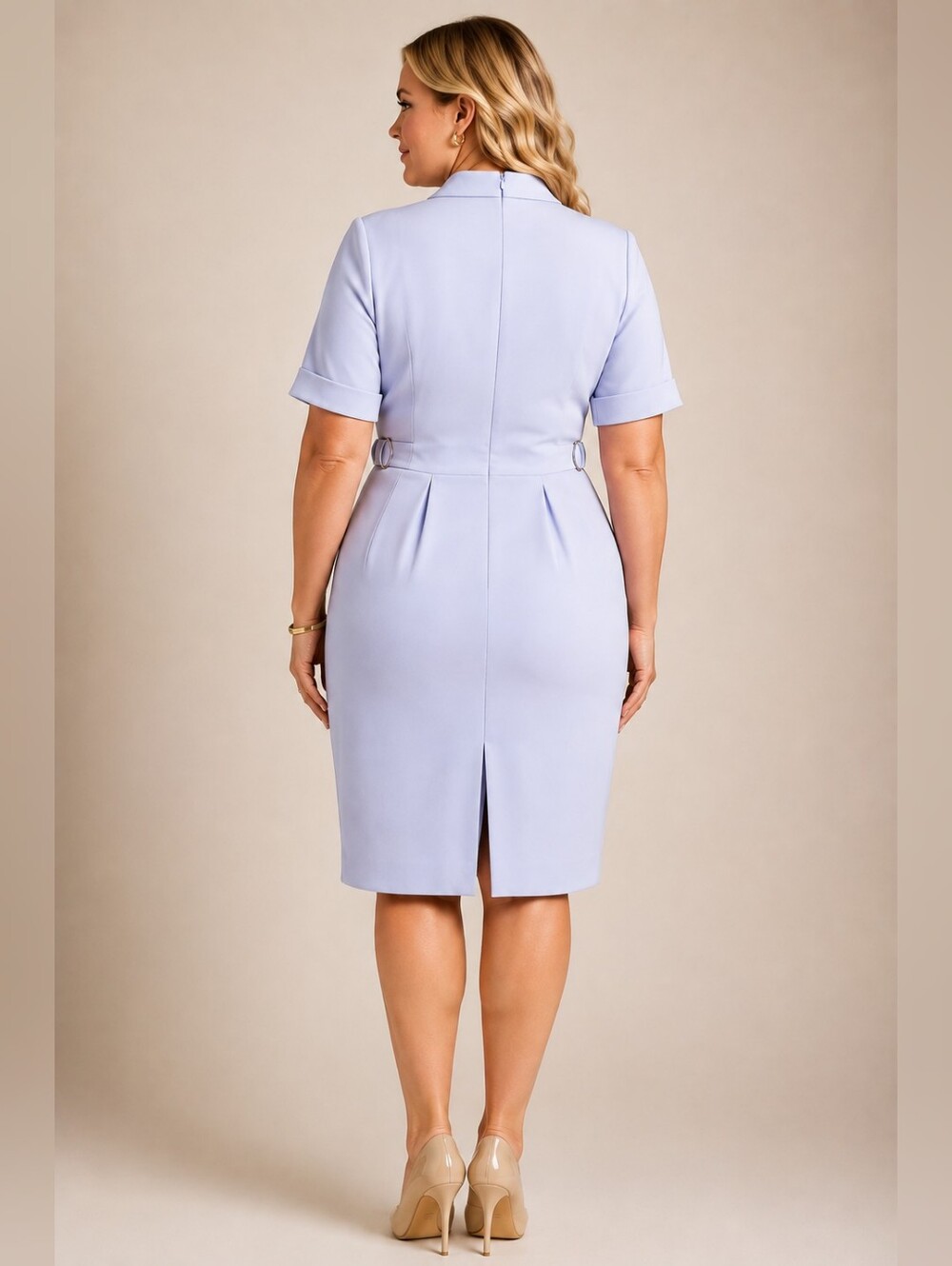 NWT Donna Karan New York Lilac Front Wrap Sheath Dress w/ Belt Loop Sz 14W - Picture 2 of 4